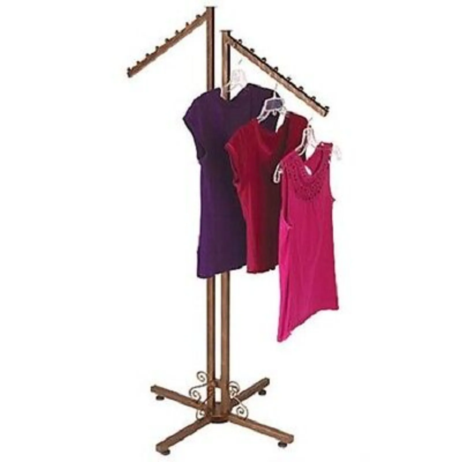 US Clothing Rack Two Way 2 Slant Arms Clothes Garment Retail Display Copper 72