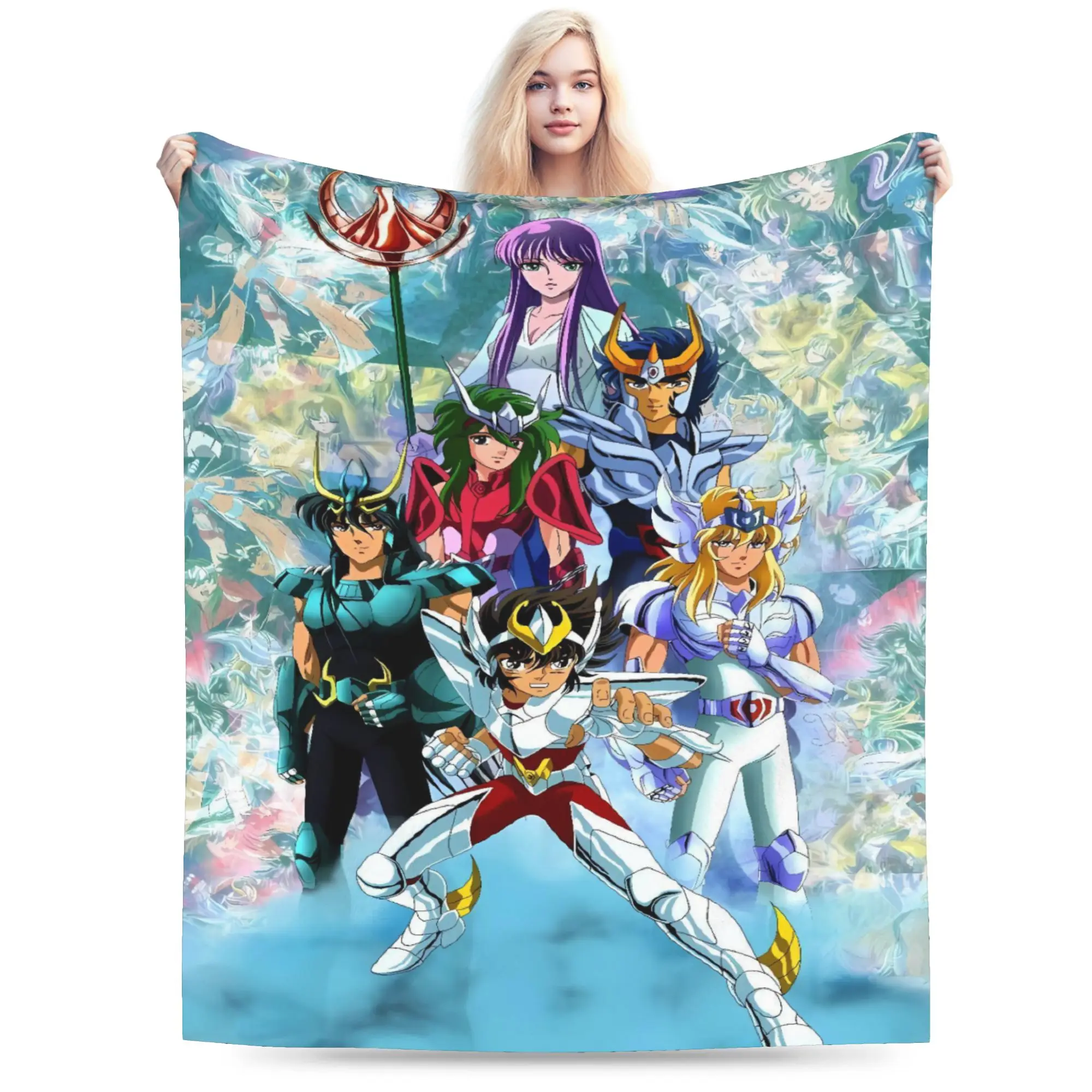 Anime Sainting-Seiyas Gold Saint Cartoon  Blanket Quality Soft Warm  Throw Blanket Winter Travel Couch Chair Aesthetic Bedspread