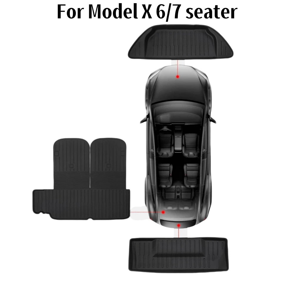 For Model X Frunk Trunk Mats 2016-2020 2021 2022 2023 2024 6/7 Seater Front Cargo Liner 3D All Weather Rear Cargo Liner