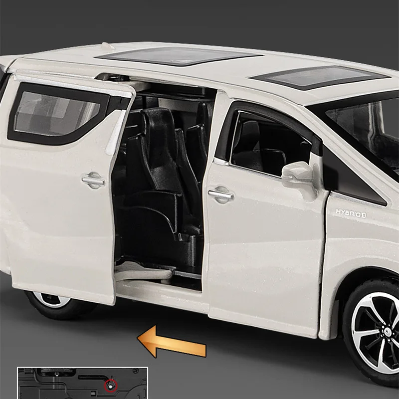 Modelo de coche de aleación Alphard MPV, vehículo de Metal fundido a presión y de juguete, colección de sonido y luz, juguete de alta simulación,