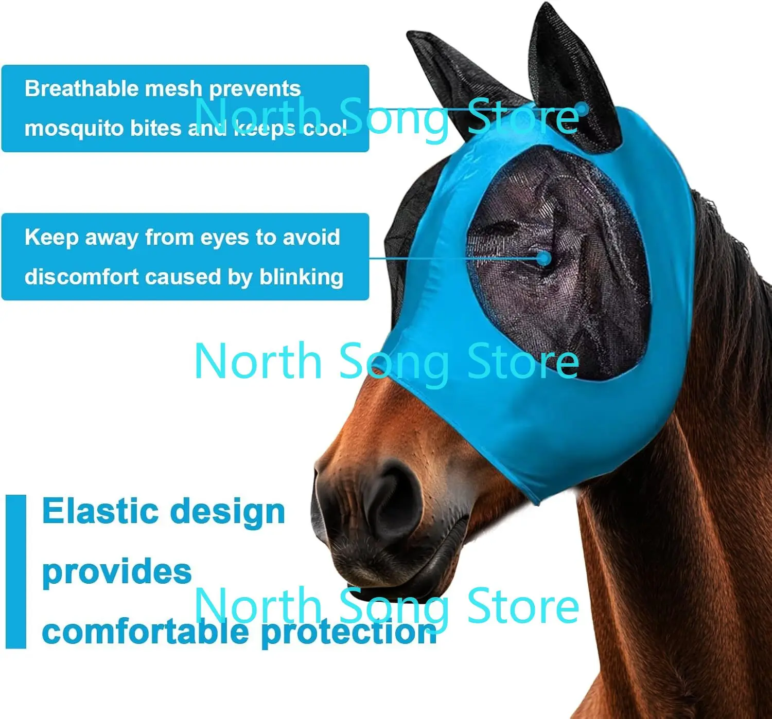 Breathable Horse Boots Leg Wraps & Horse Fly Mask, Horse Supplies for Preventing Flies and Mosquitoes Bites