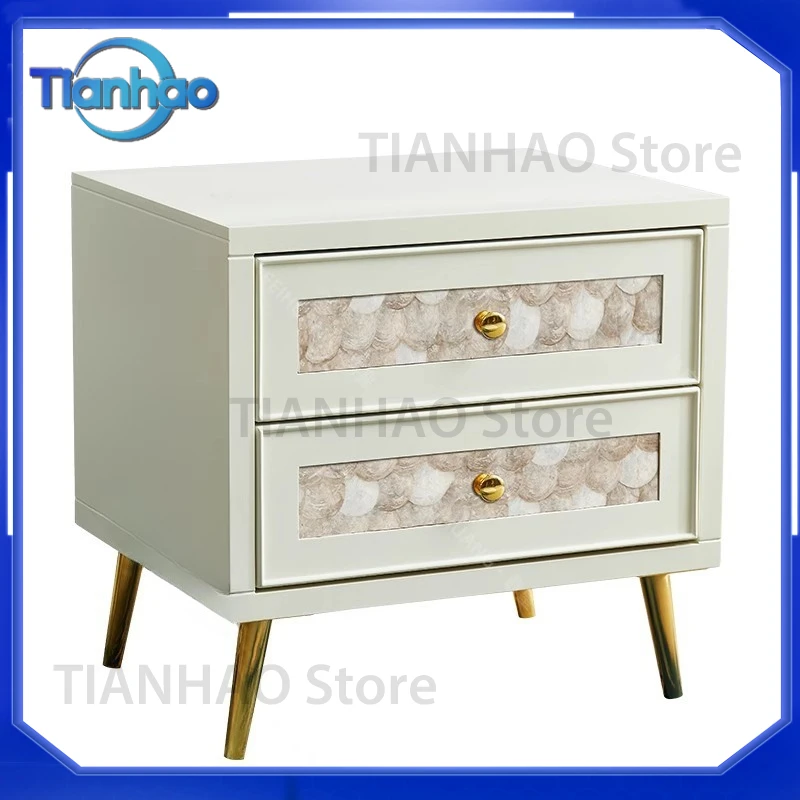 Light Luxury Bedside Table for Bedroom Shell Design Modern Simple Living Room Small Apartment White Side Cabinet