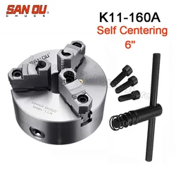 Sanou 브랜드 K11-160A 3 Jaws 선반 척 콜렛 선반 척 Self Centering 160mm 6 인치 수동 척