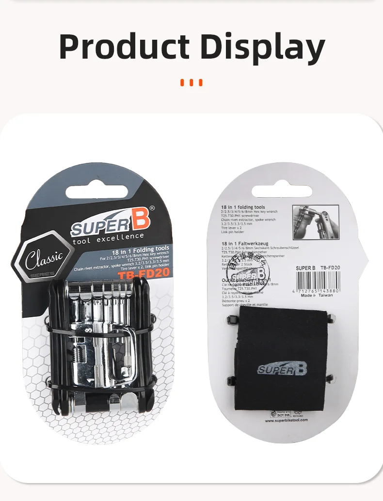 Super B 18 in 1 Mini Fahrrad Multi tool Fahrrad Reparatur Multifunktion werkzeuge 1/2/2/3/4/5/6/8mm Inbus schlüssel Ketten werkzeug langlebig – Detail 12