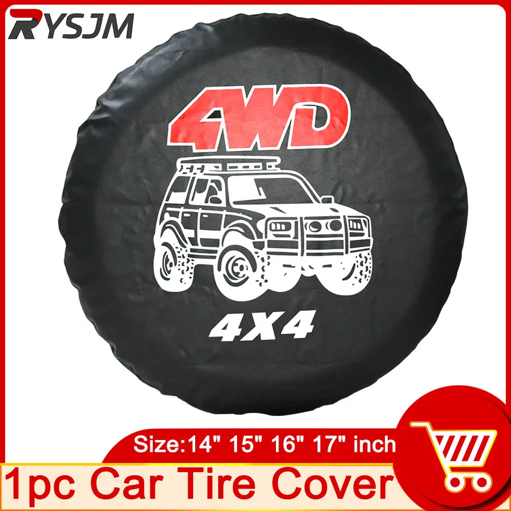 

Car Tire Cover 14" 15" 16" 17" Inch 4WD 4x4 PVC Leather Spare Wheel Tire Cover Case Bag Pouch Protector Car Tyres Fit For Jeep