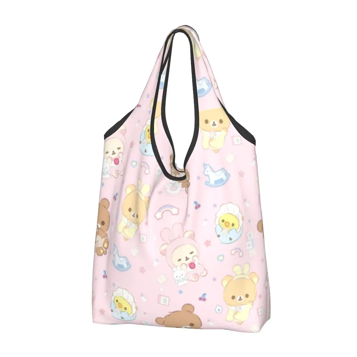 Baby Rilakkuma And Friends Reusable Shopping Grocery Bags Foldable 50LB Weight Capacity Eco Bag Eco-Friendly Lightweight