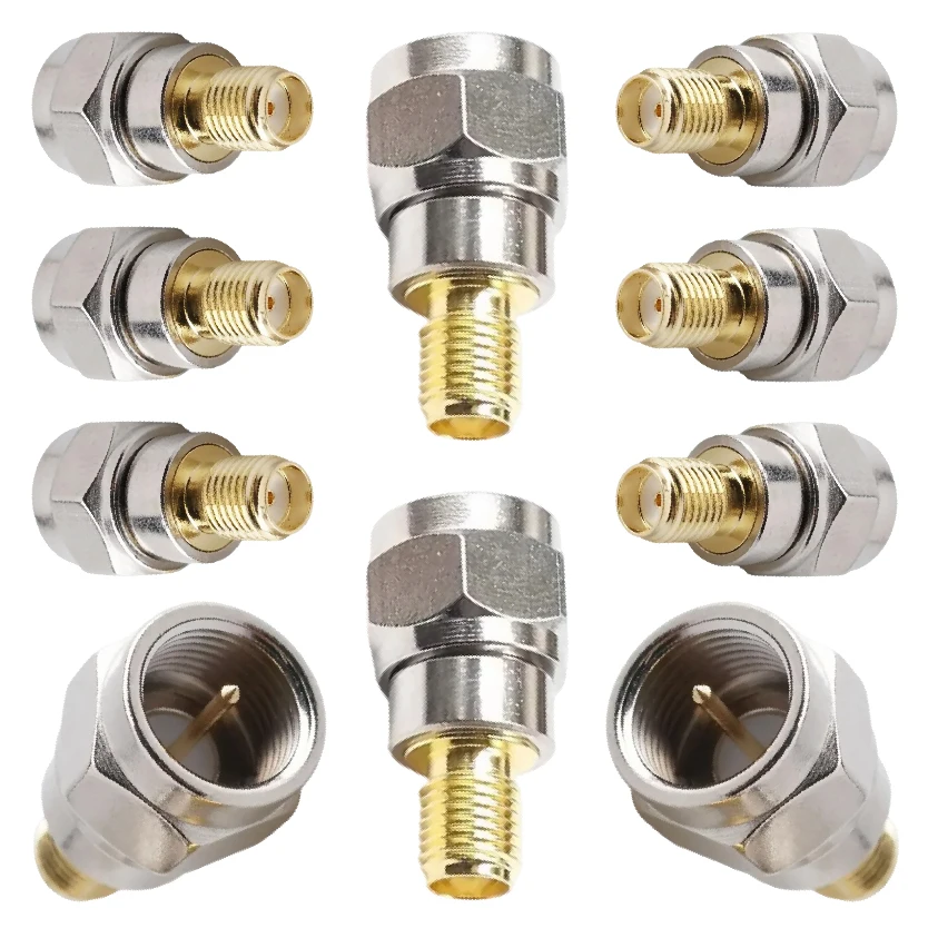 Female Male Adapter Straight Brass Gold Plated SMA To F Coax Connector