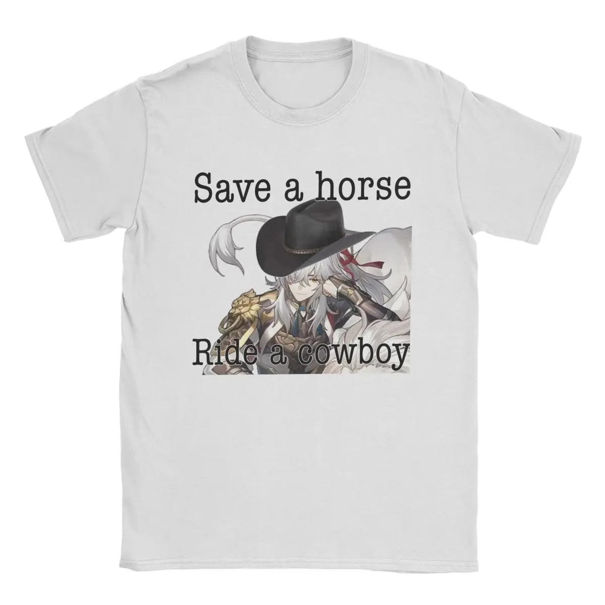 Jing Yuan Save A Horse Honkai Star Rail T Shirt Men 100% Cotton Funny T-Shirts Crew Neck Tee Shirt Short Sleeve Clothing Gift