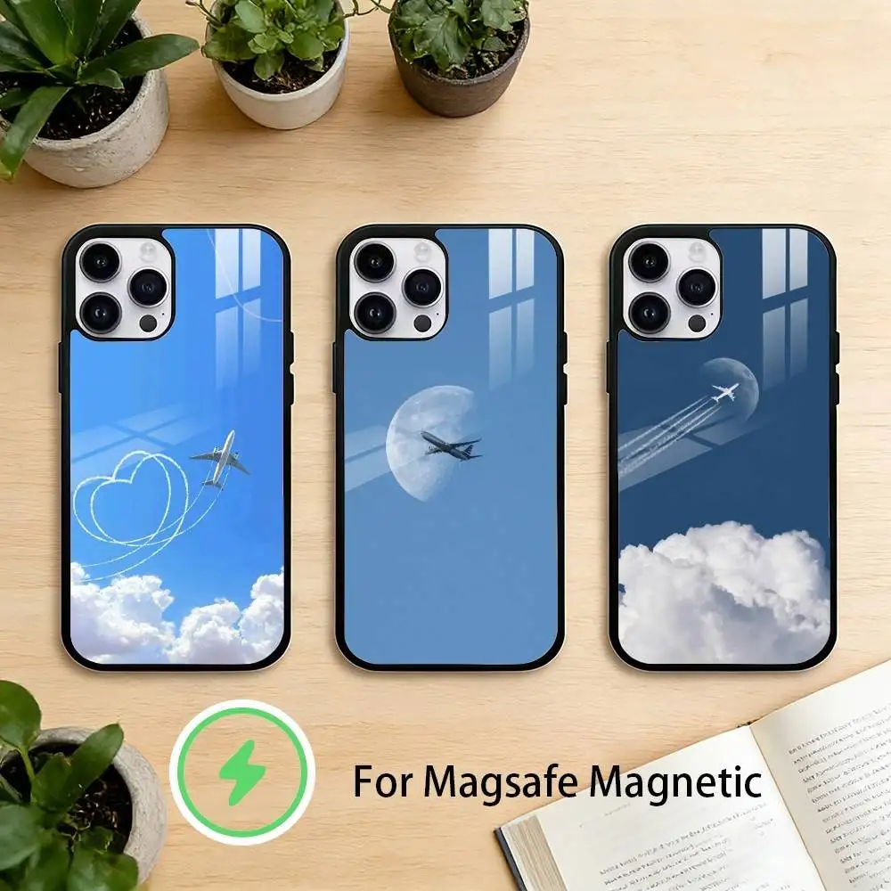 

A-Airplane Plane Phone Case For iPhone 17/16/15/14/13/12/Plus/Pro/Max for Magnetic Wireless Charging