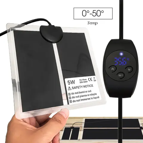 5W-45W Waterproof Reptile Heater Mats with Adjustable Temperature Control Thermal Sensor Probe Can Set 0-50°C Pet Heating Pad
