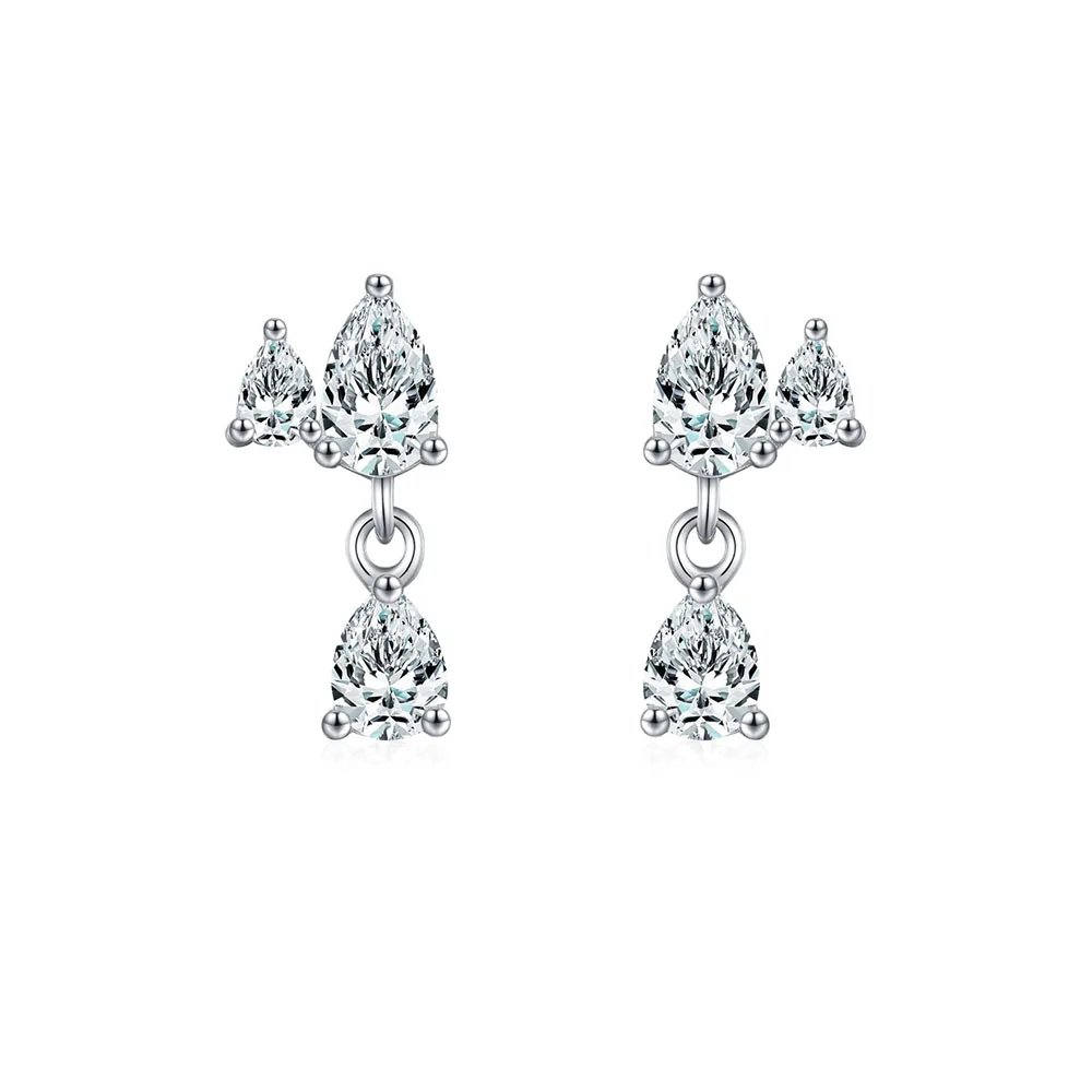 Apexelle Brand Fashion Jewelry 925 Sterling Silver Stud Earrings Zircon Tassel Water Drop Earrings Dainty Jewelry