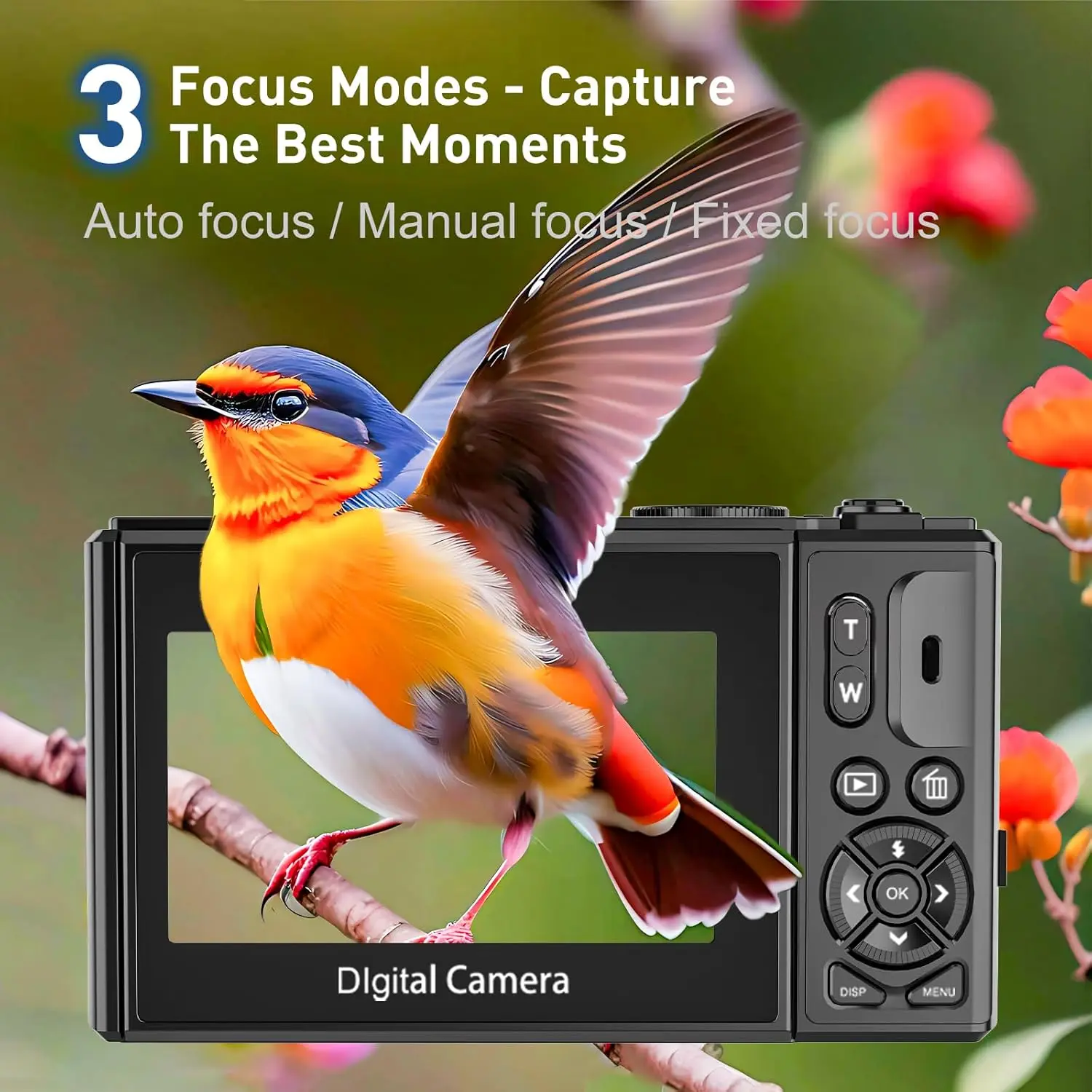 كاميرا تصوير رقمية مدمجة 64 ميجابكسل 4K 18X تكبير رقمي عتيق مسجل فيديو مدونة فيديو يوتيوب 3 بوصة كاميرا ويب ذات شاشة قابلة للطي