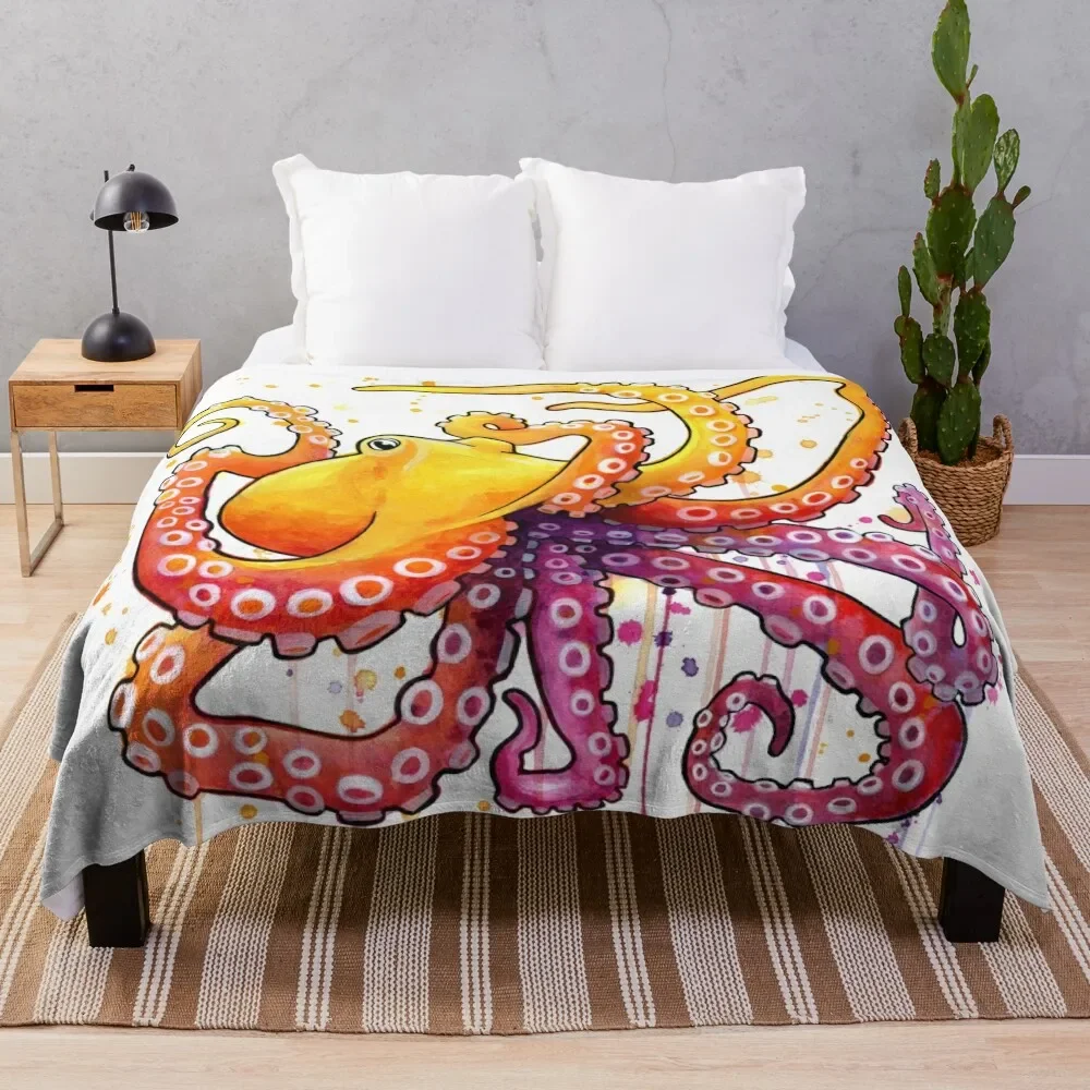 

Octopus Sunrise Throw Blanket Long Lasting Soft Plush Blanket for Daily Use