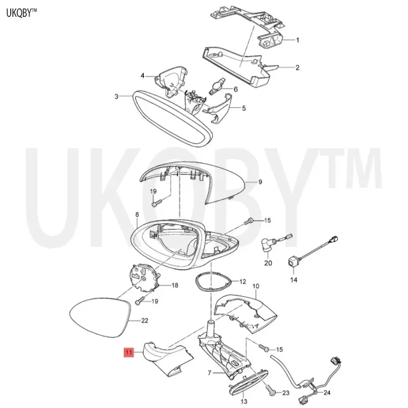 958731020009B9/958 731 019 00 9B 9 Suitable for Po rs ch e 11 Ca ye nn e rearview mirror seat rear cover right (large rear) 9587