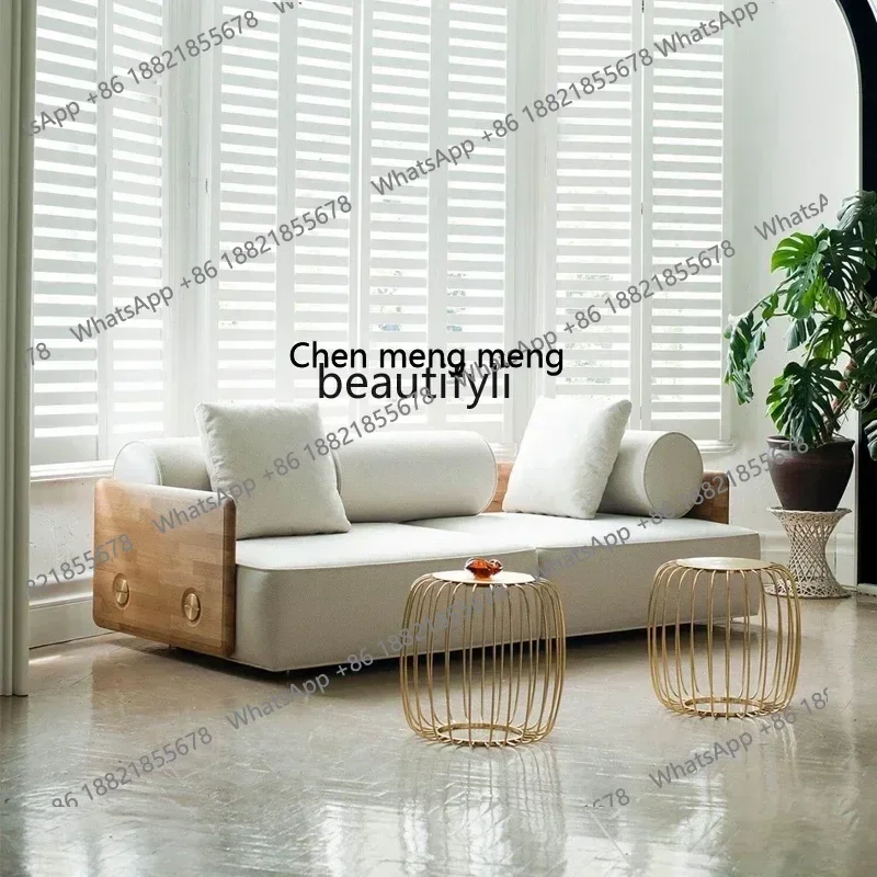 z183  Solid Wood Cloth Craft Sofa Living Room Light Luxury and Simplicity Nordic New Small Apartment Sofa for Three People