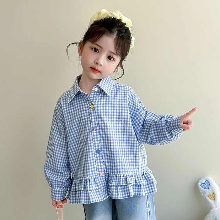 

Girls Shirt 2025 Autumn New Korean Style Children's Clothing Girls Baby Fashion Cute Color Button Shirt Casual Simple All Match