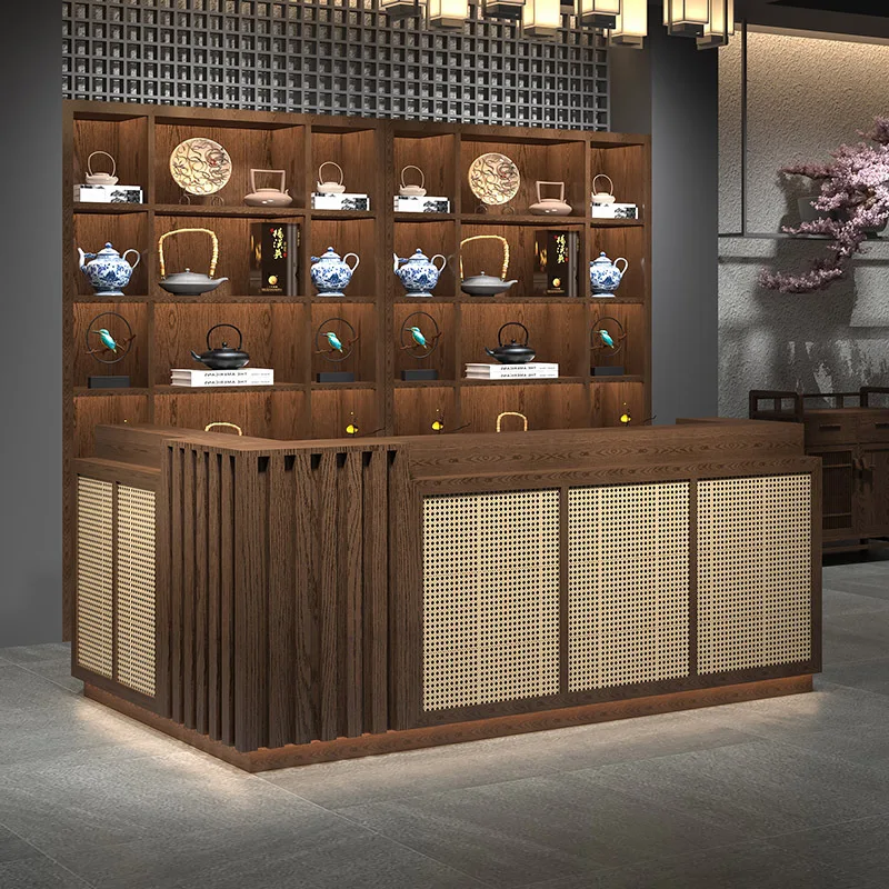 

Front desk, cash register, tea shop, antique shop, catering restaurant, B&B, bar table, reception desk