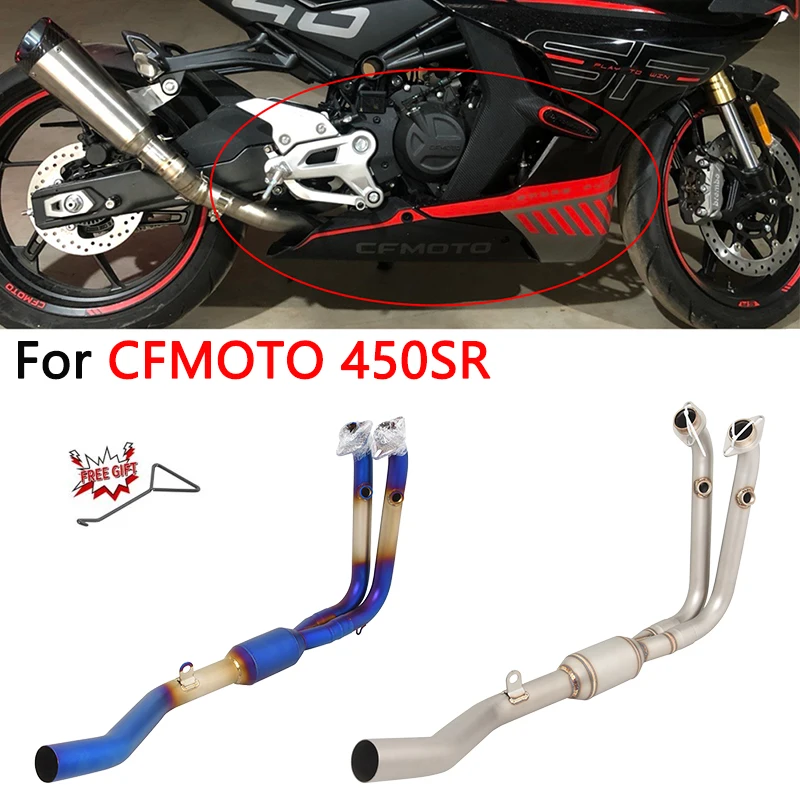 

Slip On For CFMOTO 450SR450 SR Motorcycle Exhaust Stainless Steel Front Link Pipe Full System Modify Muffler Escape Moto Enhance