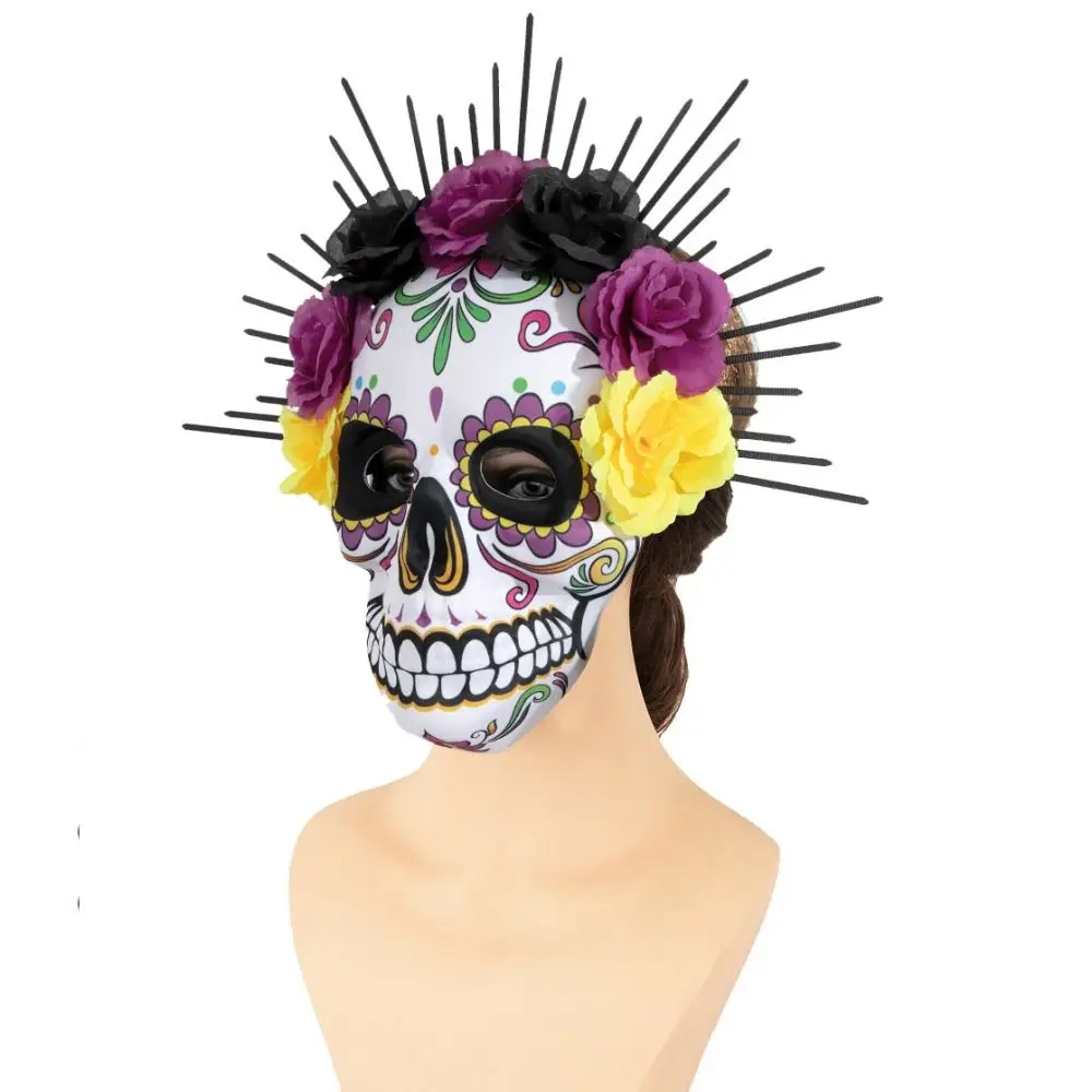 Máscara mexicana del Día de los muertos para Halloween, máscara completa de EVA, máscara para fiesta de Halloween, tocado, máscara de calavera tridimensional, accesorios para disfraz