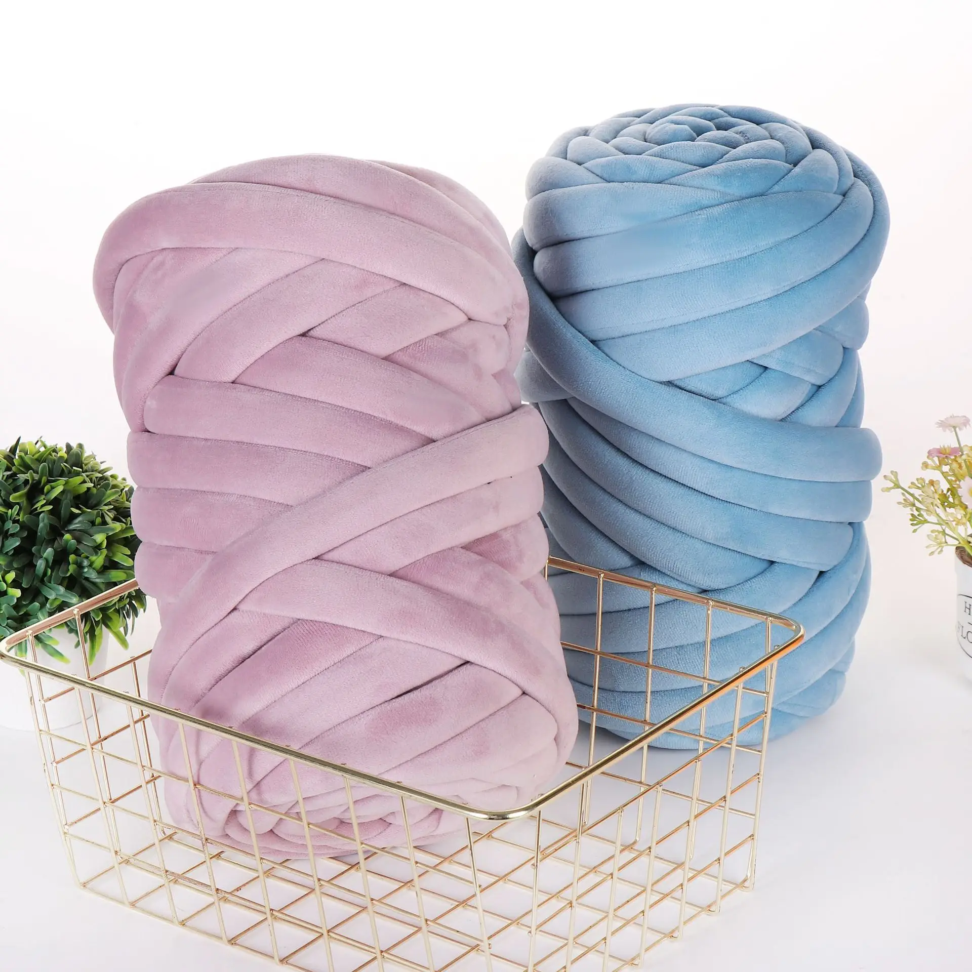 

1000g new super soft crystal filling cotton hand-woven blanket thread, throw pillow wool super thick filling gauze strip