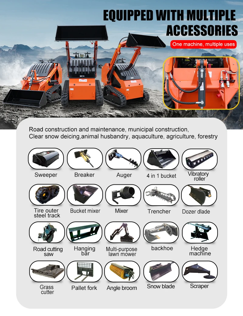 Kompakter Kompaktlader mit CE-, EPA- und Euro-5-Zertifizierung, Hydraulischen Anbaugeräten und Anpassungsoptionen für Landschaftsbauarbeiten – Detail 5