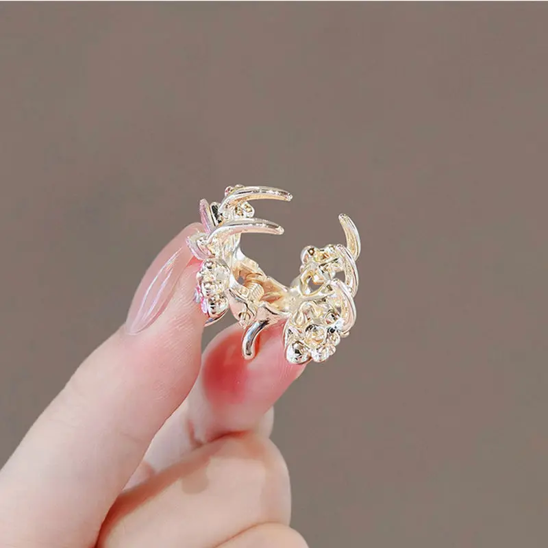 Super Fairy Pink Crystal Strawberry Flower Small Hair Claws Summer Girls\' Forehead Bangs Side Clip Mini Metal Hair Clip