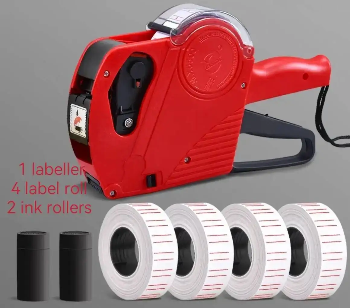 

1 шт. MX5500 Пистолет для ценовых этикеток с 2000 наклейками, 2 чернилами, 8-значный пистолет для этикеток по ценам для розничных магазинов, продуктовых магазинов