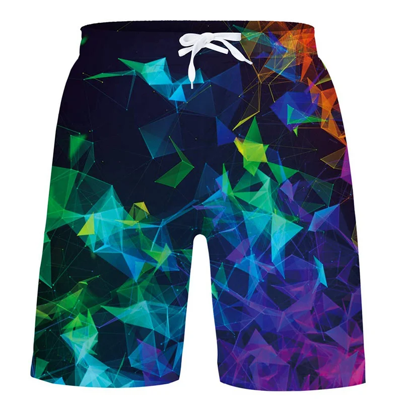 Colorful Smog Graffiti Starry Sky Shorts Pants Men 3D Printed y2k Board Shorts Summer Hawaiian Swimsuit Cool Surfing Swim Trunks