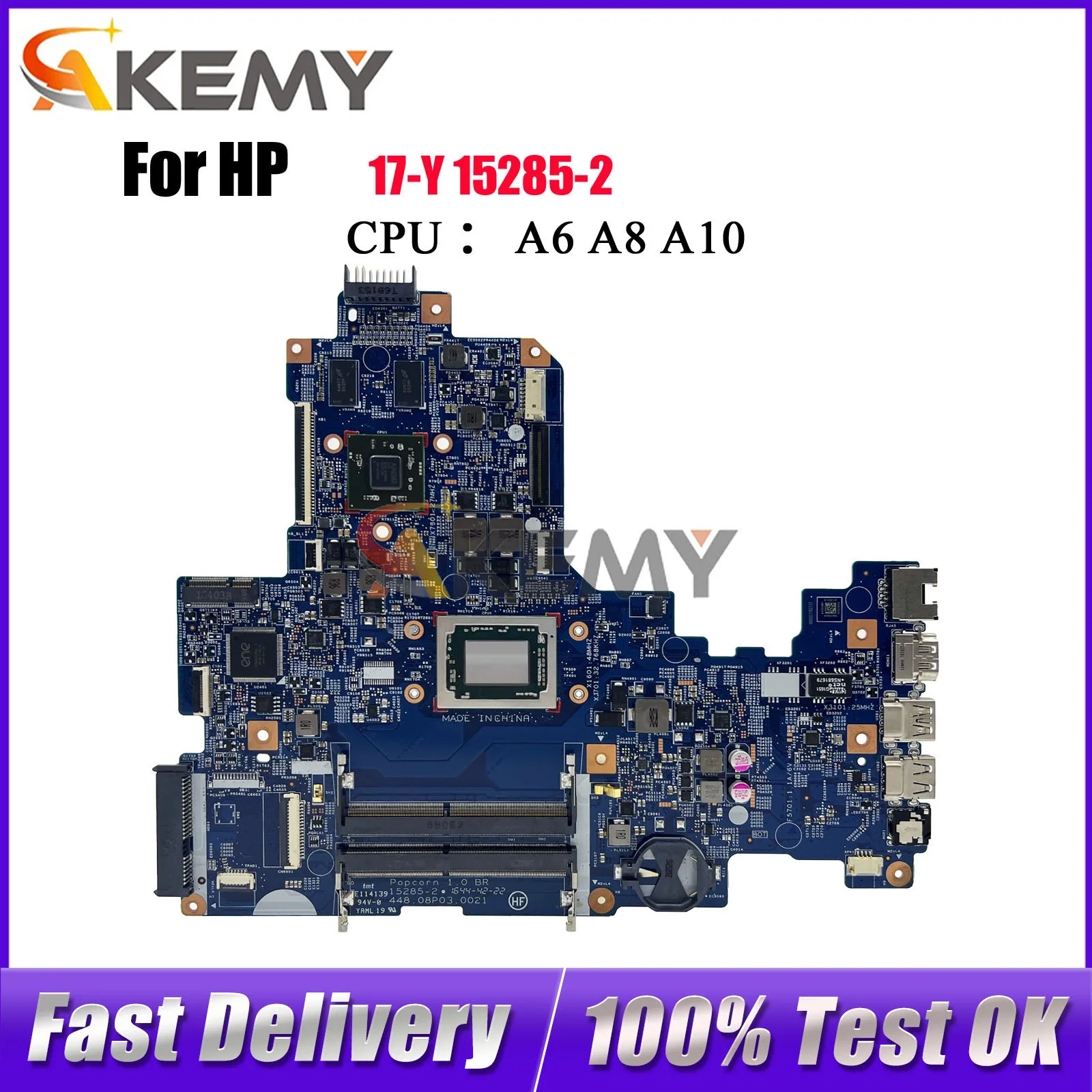 

856769-601 для ноутбука HP 17-Y 17Z-Y, материнская плата 15285-2 с процессором A10-9600, DIS DDR4, 100% полностью протестировано