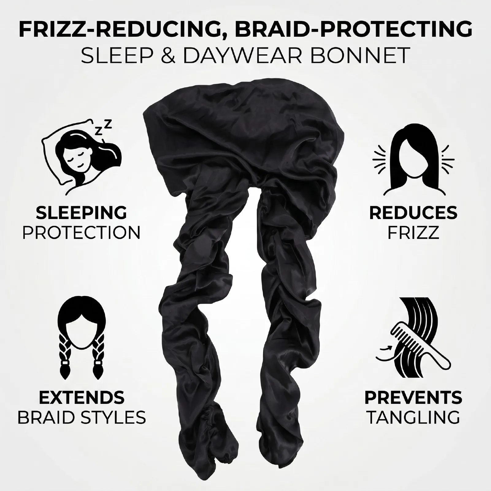 Long Braid Bonnet Pantyhose Bonnet Reduce Frizz Locks Braid Bonnets for Sleeping Night Daytime Dual Use Long Braids Hair Bonnet