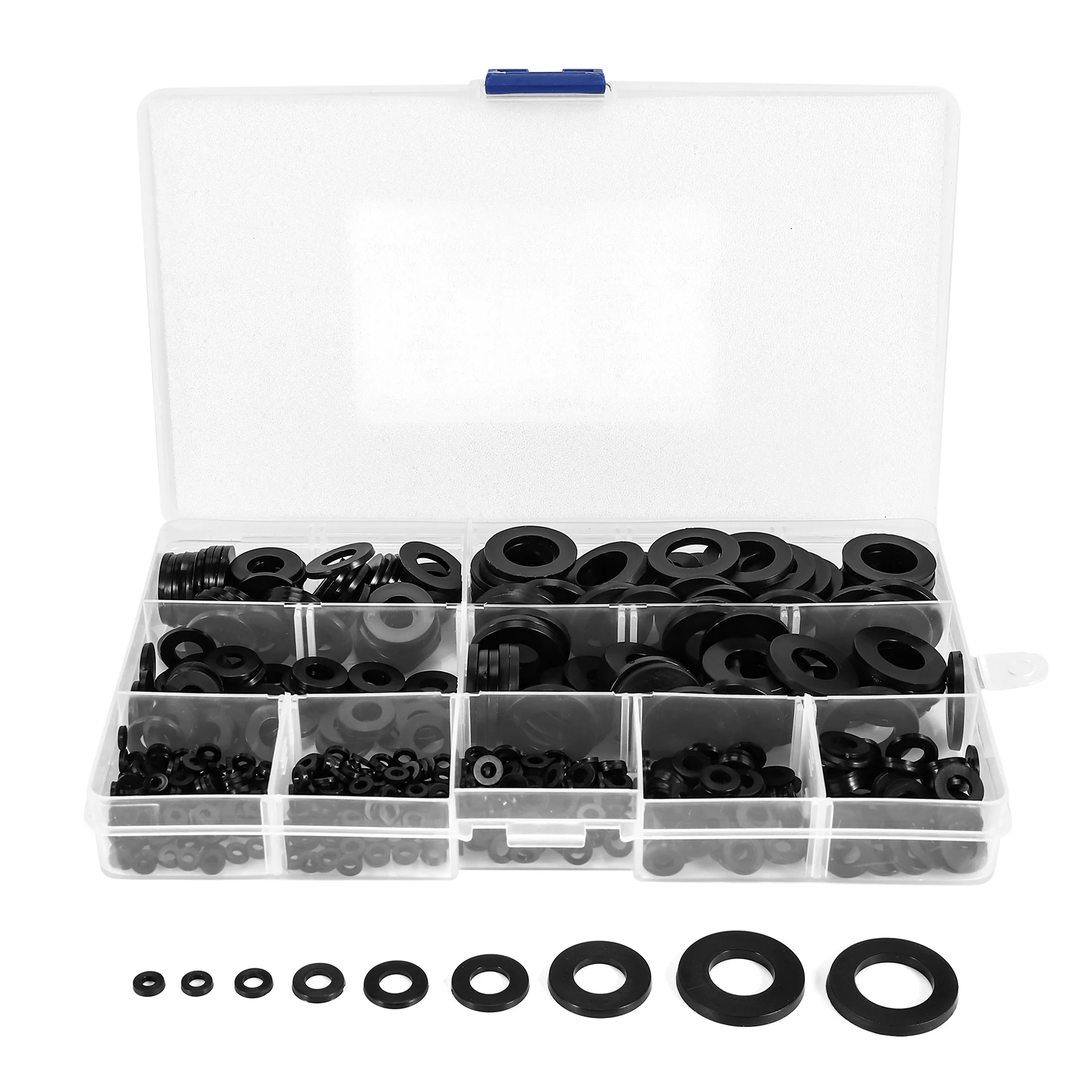 600Pcs Black Nylon Rubber Flat Washer Assortment Kit for M2 M2.5 M3 M4 M5 M6 M8 M10 M12 Plain Repair Washer Furniture Gasket Kit