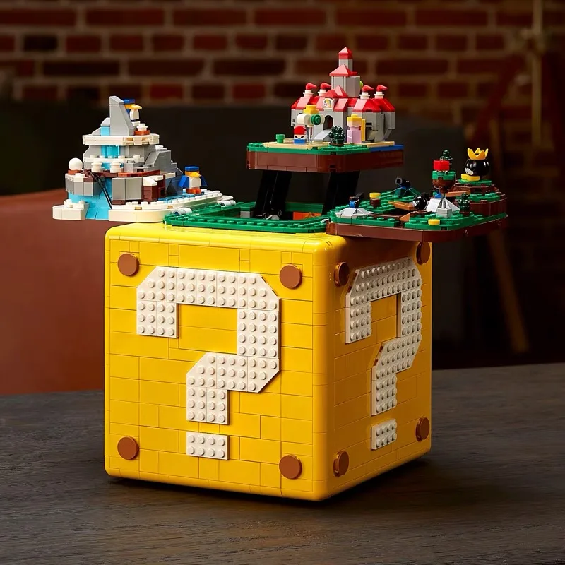 Super Marioed 64 znak zapytania Model blok kompatybilny 71395 cegły budowlane 3D rekwizyty DIY gra zabawki dla dorosłych prezenty