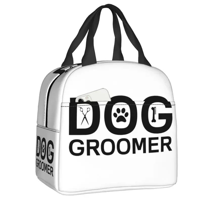 Custom Dog Groomer Lunch Bag Men Women Warm Cooler Insulated  Container for Student School Work Food Picnic Tote Bags