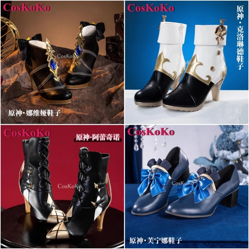 

CosKoKo Navia/Arlecchino/Furina/Clorinde Shoes Cosplay Game Genshin Impact Universal Fashion High-Heeled Boots Play Accessories