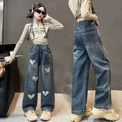 Girls Jeans Spring and Autumn New Children's Straight Pants Children's Pants Korean Wide Leg Pants