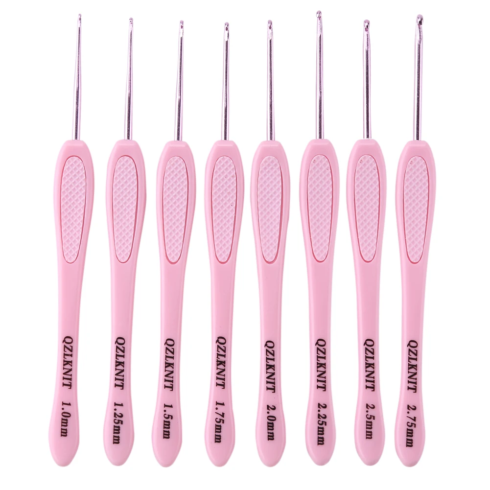 8Pcs Crochet Hook Circular Knitting Needles Set DIY Handmade Plastic Handle Weaving Sewing Crafts Aluminum Art Tool