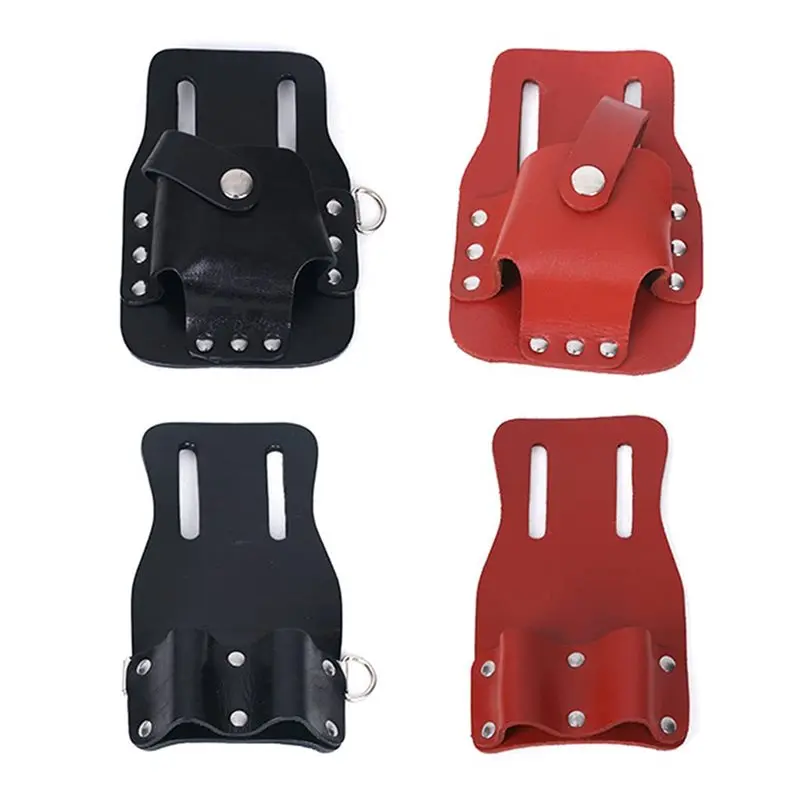 DT36 5 Piece Set of Genuine Leather Scaffolding Belt, Genuine Leather Removable Tool Belt. Black