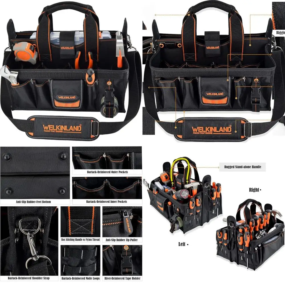 

Прочная сумка-органайзер на 19 карманов для инструментов HVAC и электрика с отделением для торцевых головок