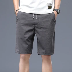 Summer Men's Thin Stretch Casual Shorts Fashion and Leisure Drawstring Bermuda Straight Beach Shorts Male Black Dark Grey Khaki