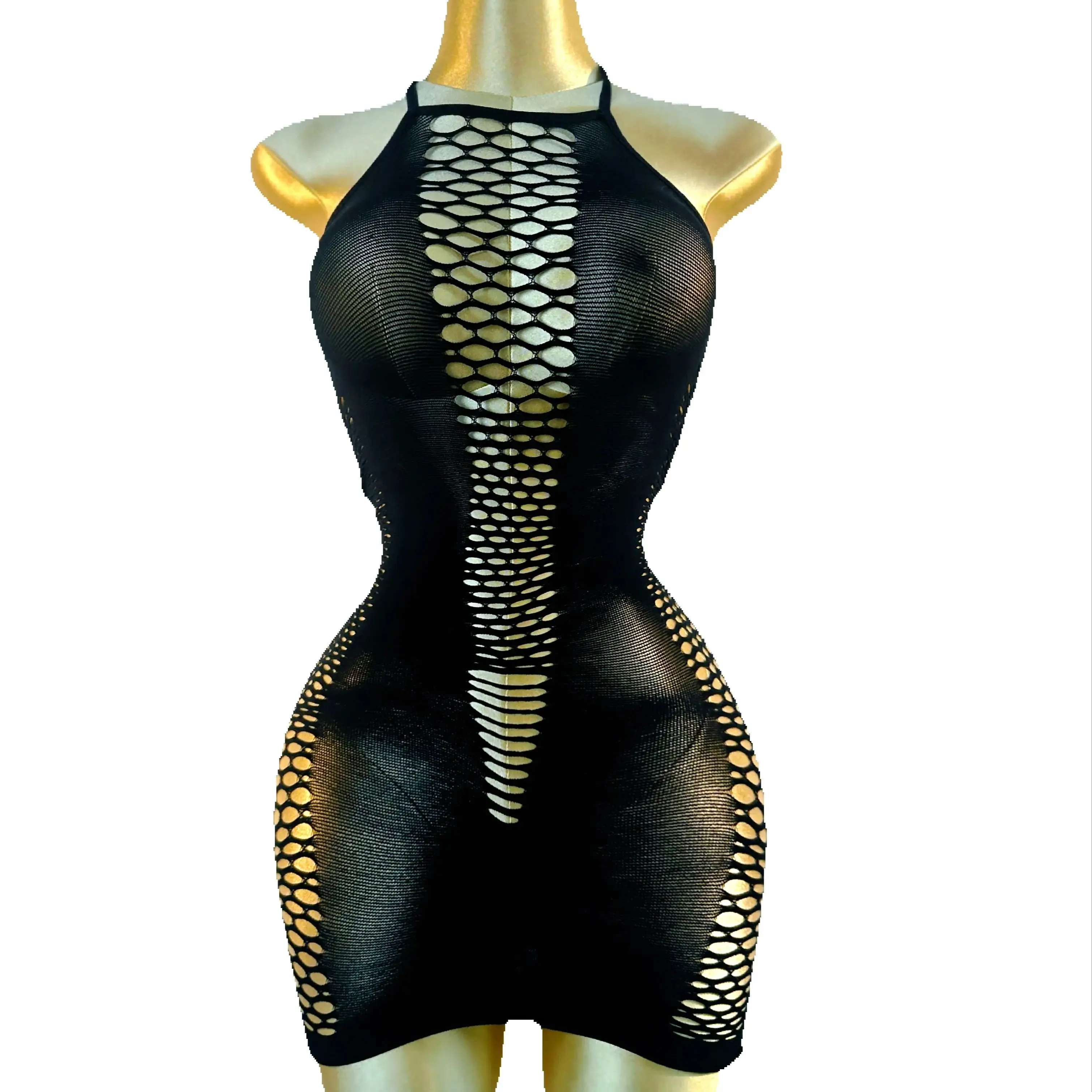 1PC Women Sexy Lingerie Sexy Fishnet Cover Up For Valentine's Day Without Bikini Hollow Out Bodycon Dress DS009