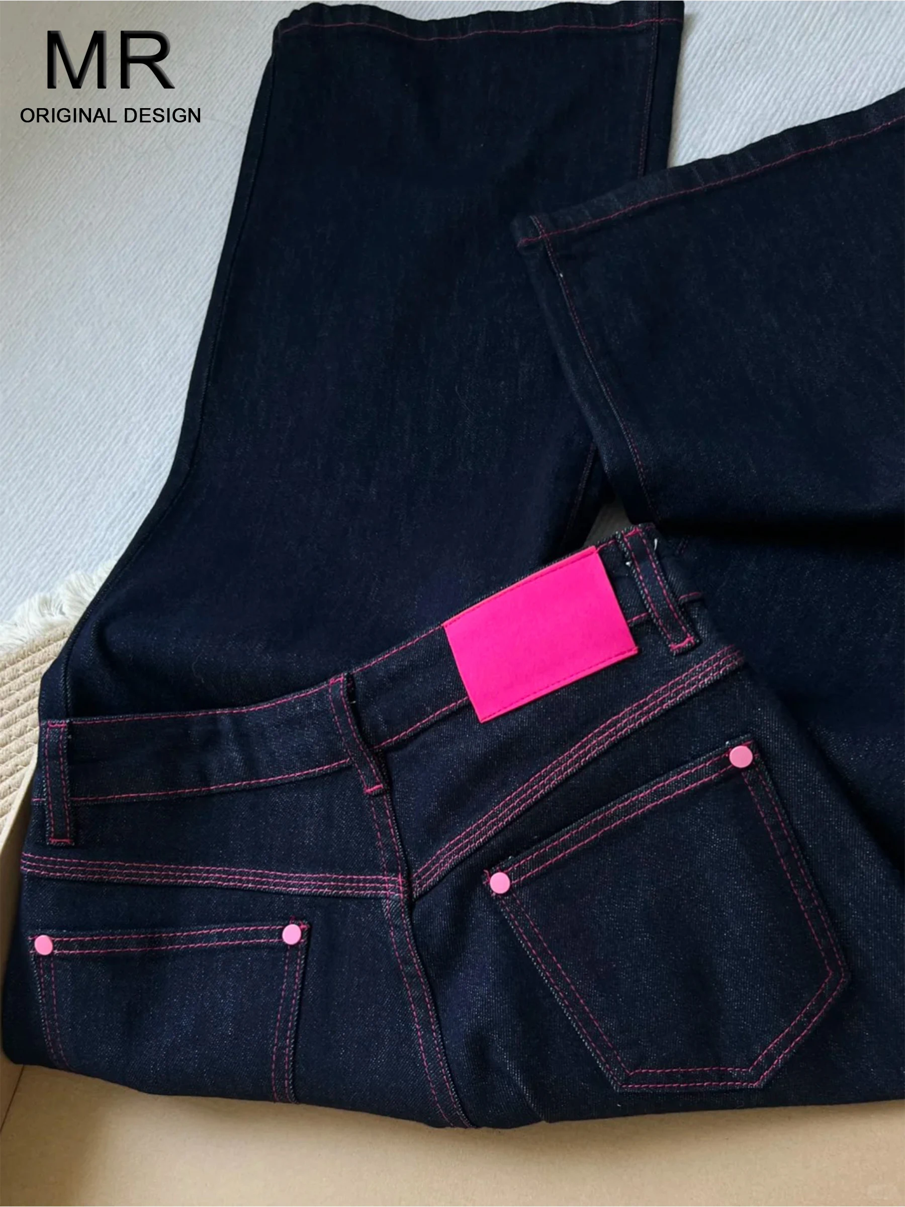 

Американский дизайн, широкие джинсы, женские, свободные, прямые, повседневные, с высокой талией, из смесового хлопка, деним, весна-лето, новый стиль