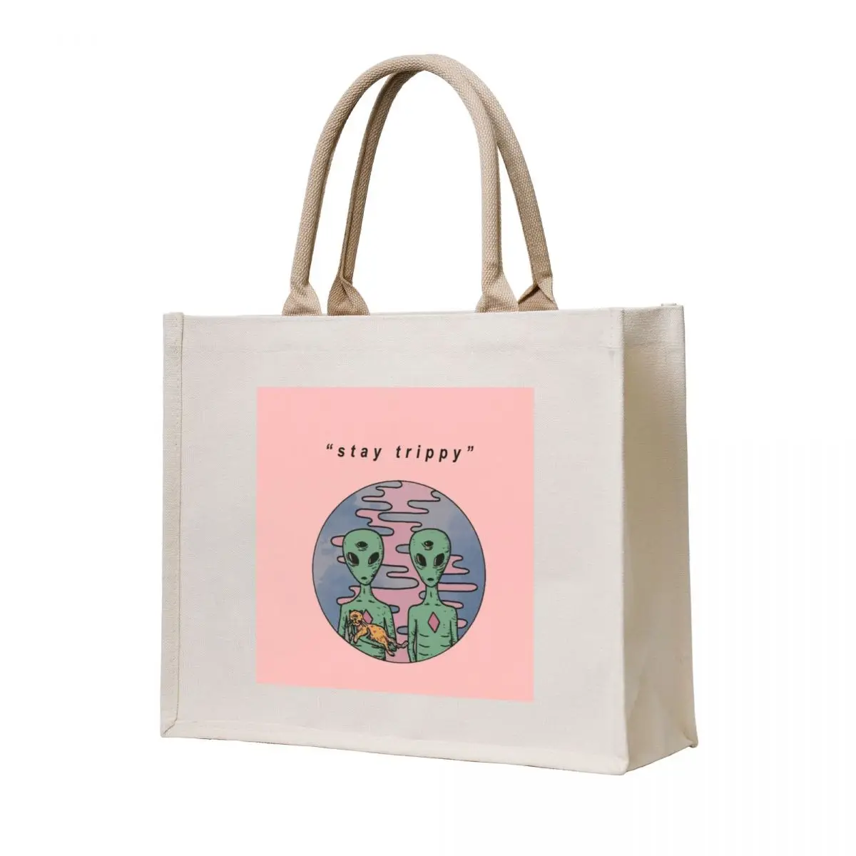 

Stay Trippy Aliens Tote Bag Women's beach bags cute tote bag tote bag screen