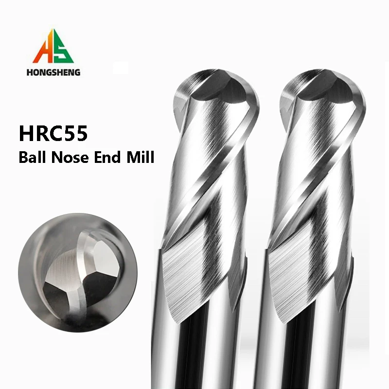 Ball Nose End Mill Tungsten Carbide Cutter R0.5 R1 2 3 4 5 6 7 R8 9 R10 2 Flute For Wood aluminium CNC Router Bit Milling Tool