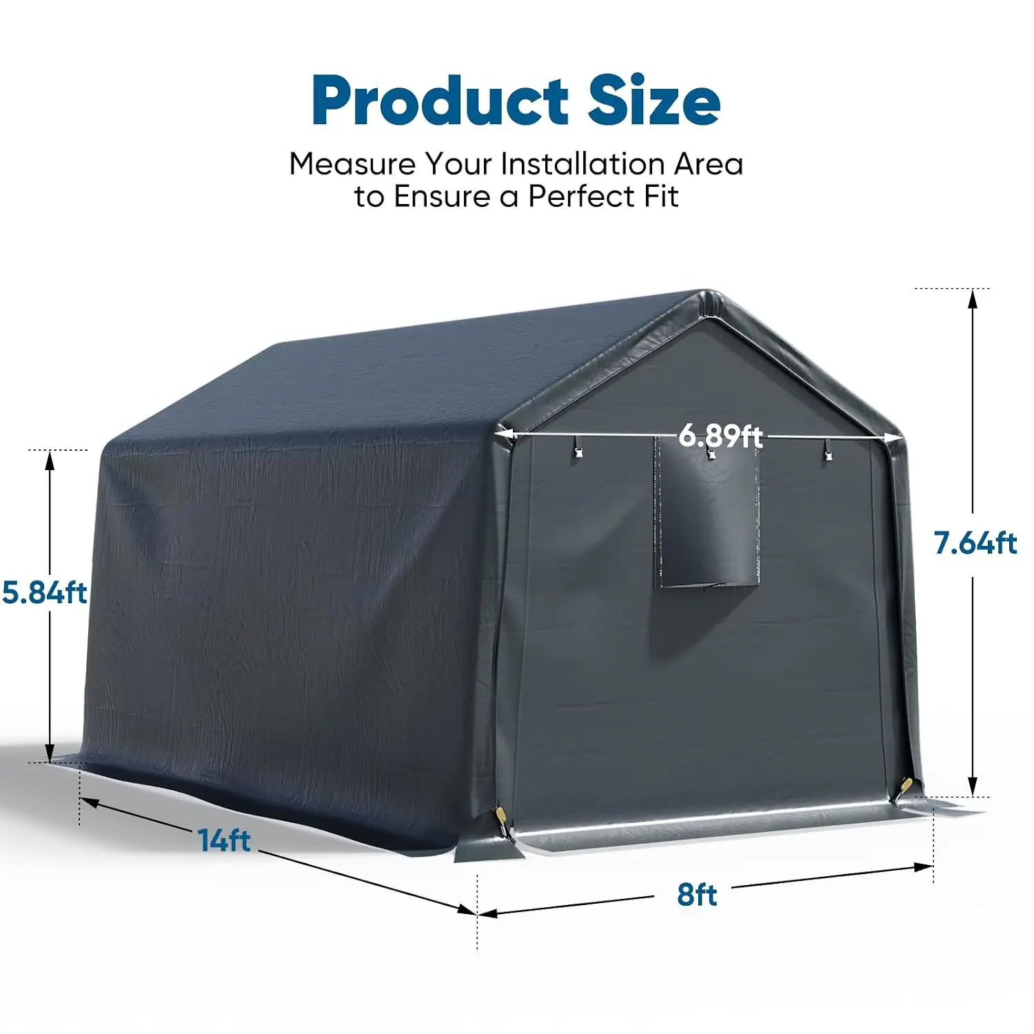 Heavy Duty 8x14FT Carport Storage Shelter with Roll-Up Door&Vents, Customized