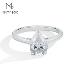 MINTYBOX Pear Solitaire Lab Grown Diamond Ring S925 Silver 2.0ct Moissanite Rings For Women White Gold Plated Engagement Jewelry