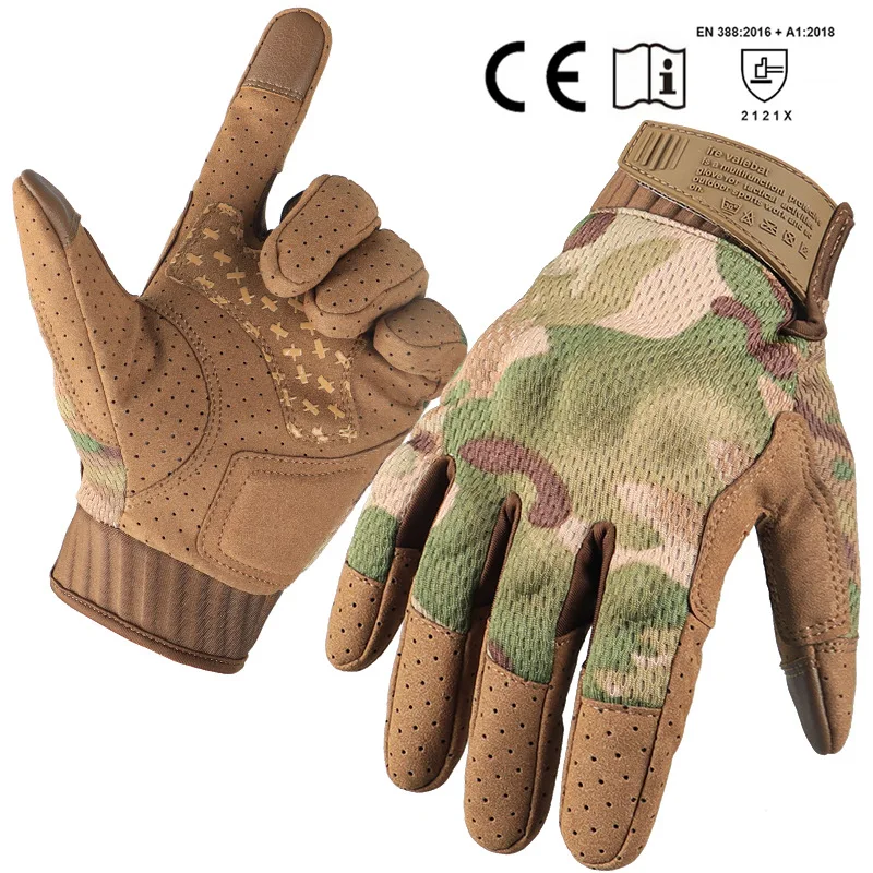 Tactical gloves for cycling, outdoor use, non-slip, wear-resistant, full-finger touch screen, suitable for rock climbing, shooti