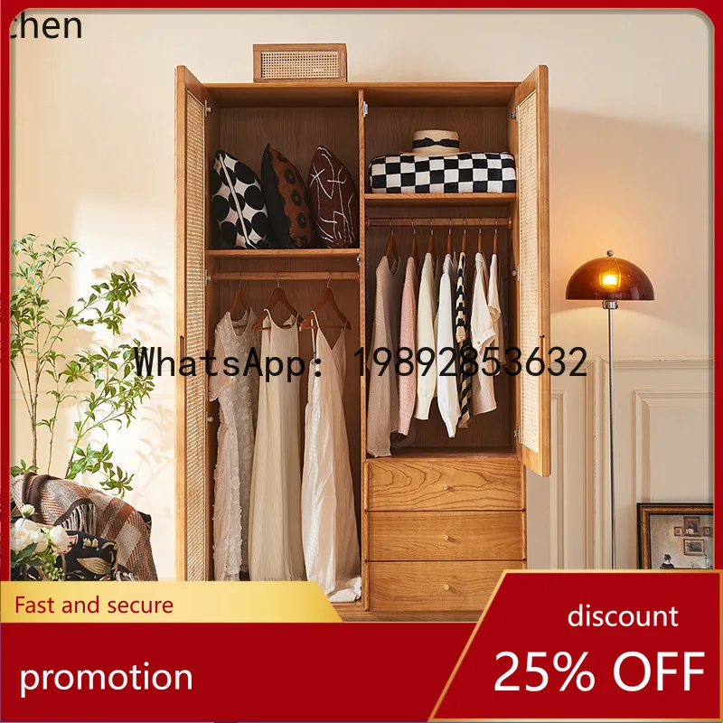 

YFY ZK Solid Wood Wardrobe for Home Bedroom Small Apartment Partition Multi-Functional Storage Closet Double Door