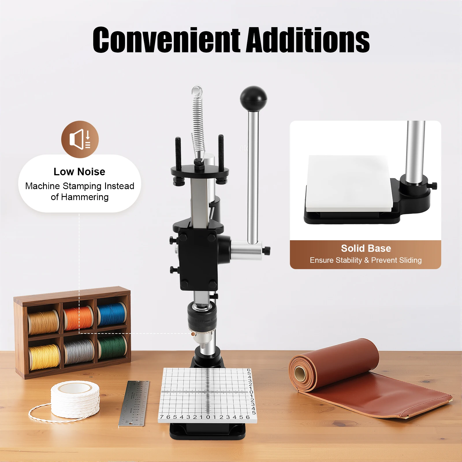 Adjustable Manual Press Puncher, Leather Manual Presses Machine Punching Pronging with M12 Screw Hole, Labor Saving
