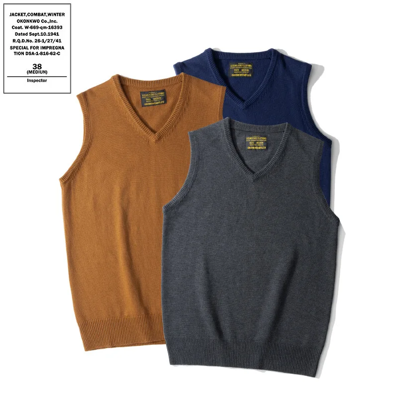 

Briti College Sle Knitted Woolen Vest Thi Casual Crew Ne Sweater Warm Base Layer Top Men's Faion Autumn Winter