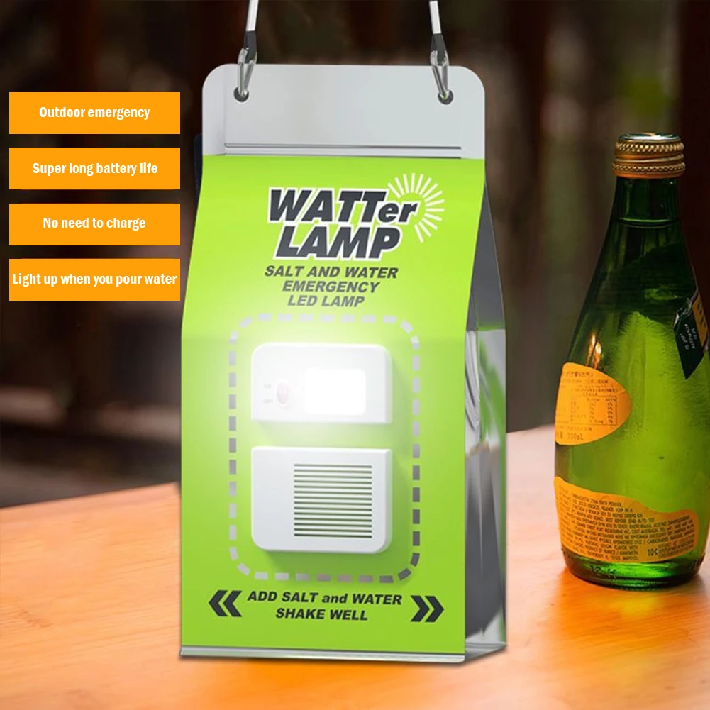 

LED Salt Water Emergency Lamp Waterproof Portable Salt Water Lights Reusable Travel Supplies for Night Fishing Equipment